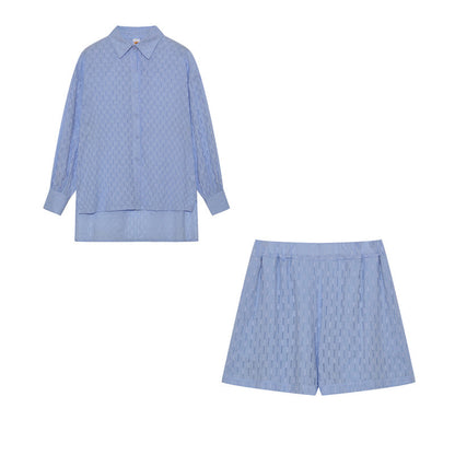 Completo Donna in Cotone Mix Blusa Oversize e Shorts