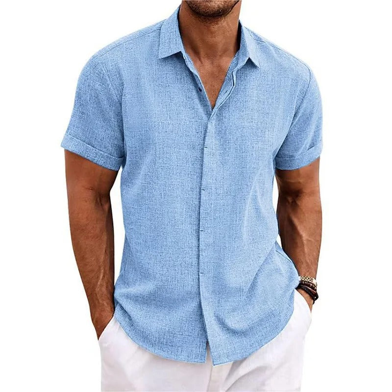 Polo Uomo Manica Corta Cotone Bottoni Casual