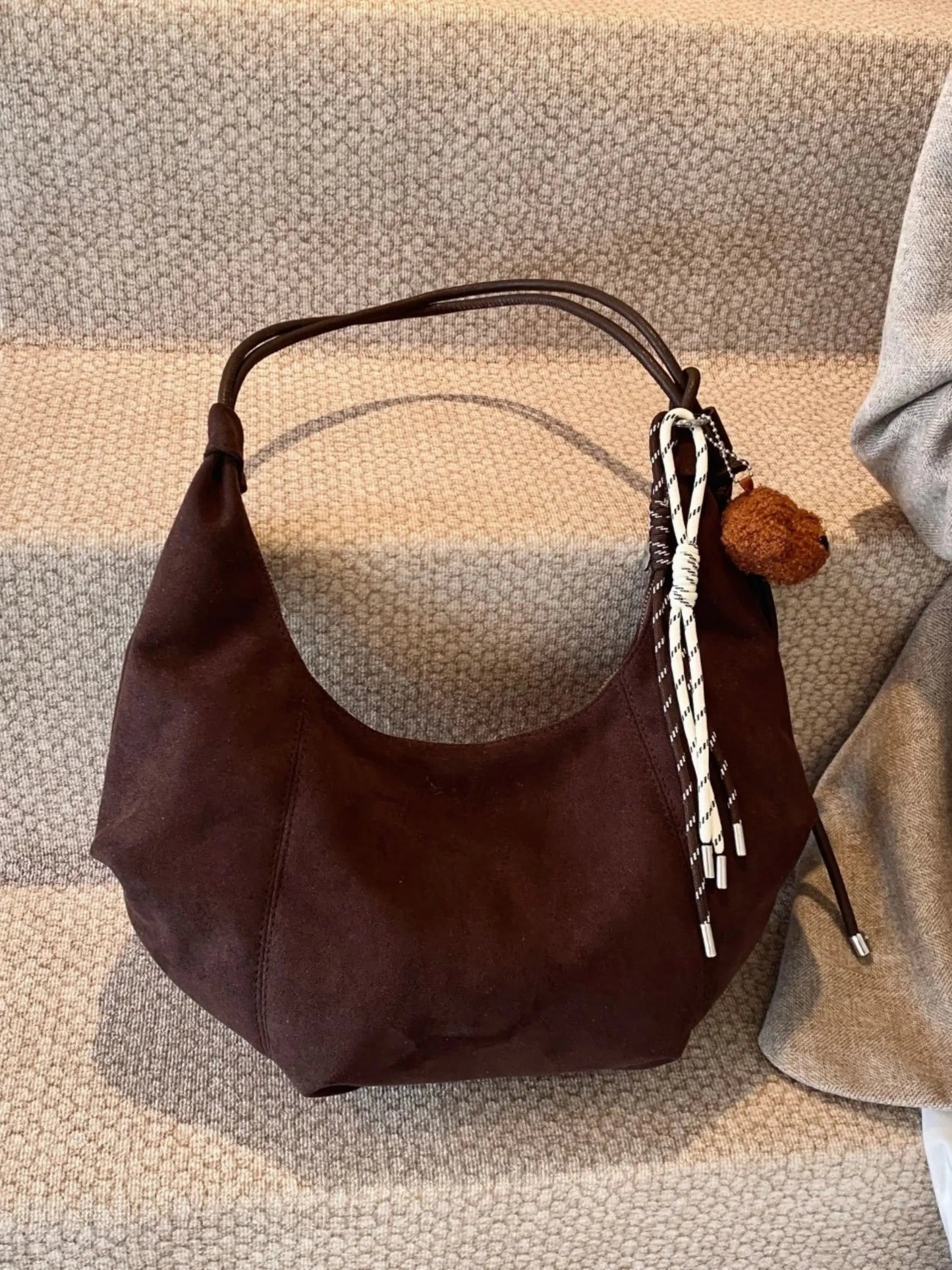 Borsa Hobo Donna in Pelle Scamosciata Stile Boho Chic