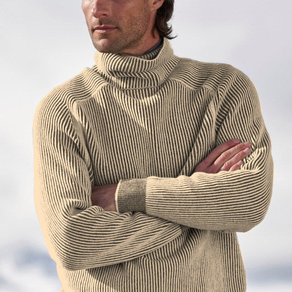 Maglione Uomo a Collo Alto con Maglia a Coste Caldo e Classico - Brentozzi