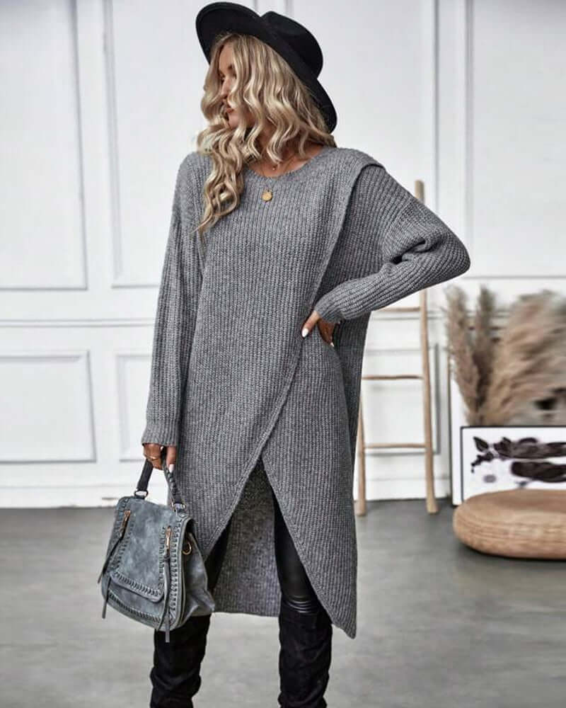 Abito Maglione Donna in Maglia Patchwork Manica Lunga
