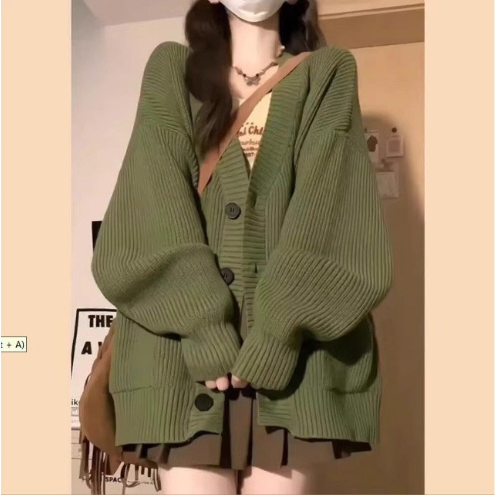 Cardigan Donna in Maglia con Bottoni Manica Lunga