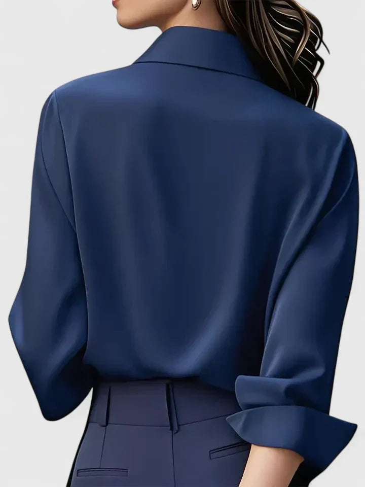 Camicia Donna in Satin con Bottoni e Manica Corta