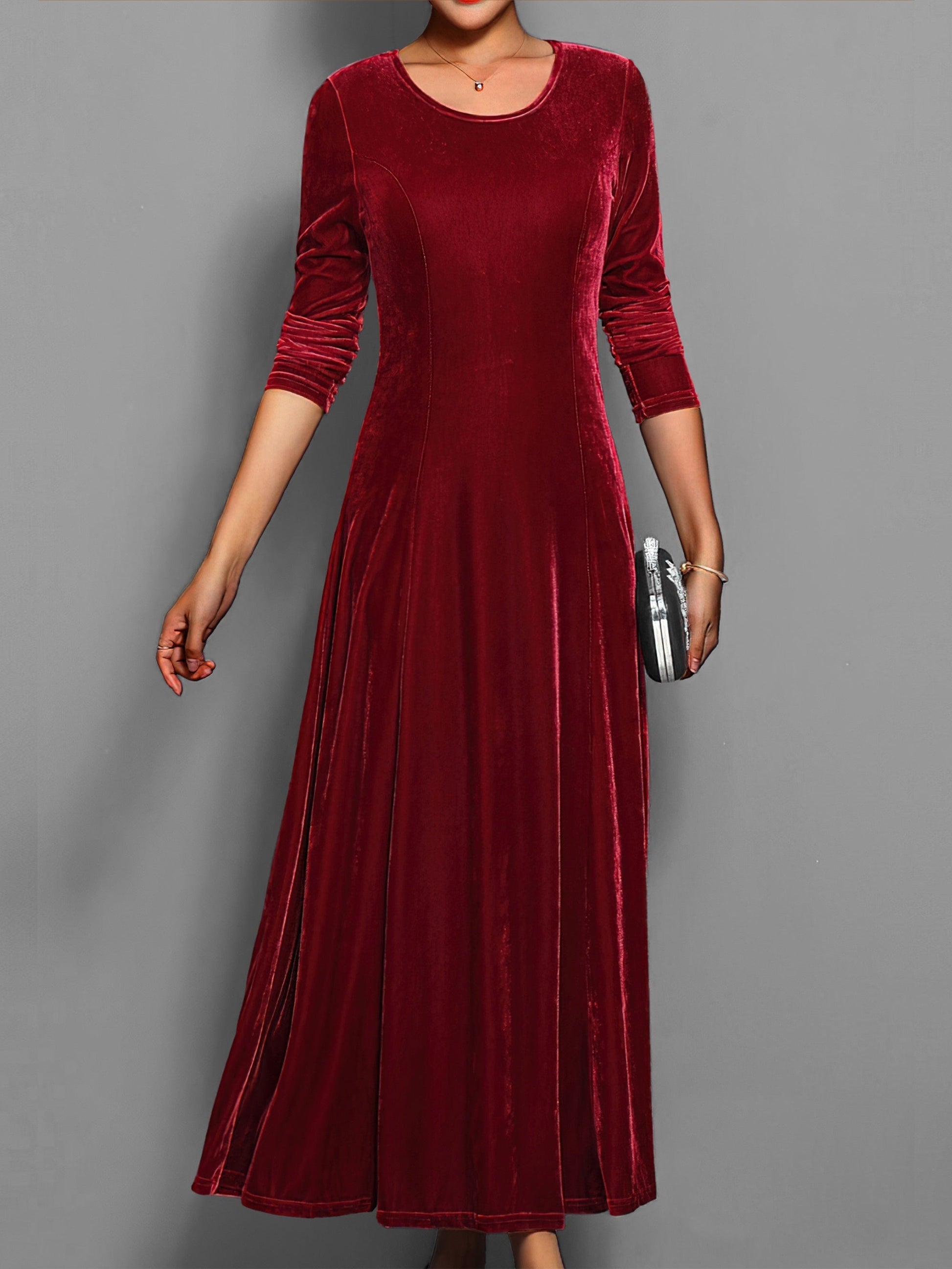 Abito Midi Donna Manica Lunga Casual Elegante Autunnale - Brentozzi