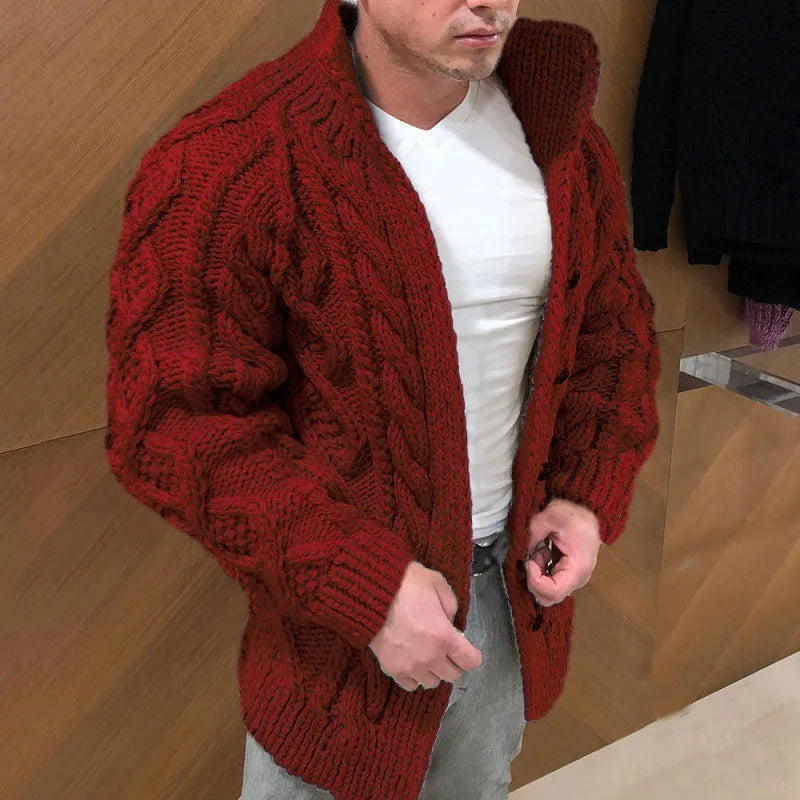 Cardigan Uomo Maglia Spessa a Treccia Caldo e Morbido