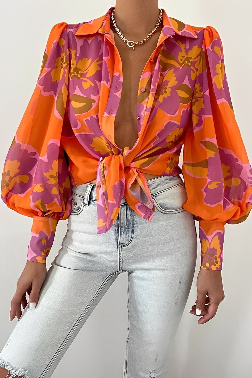 Blusa Donna con Maniche a Palloncino Elegante