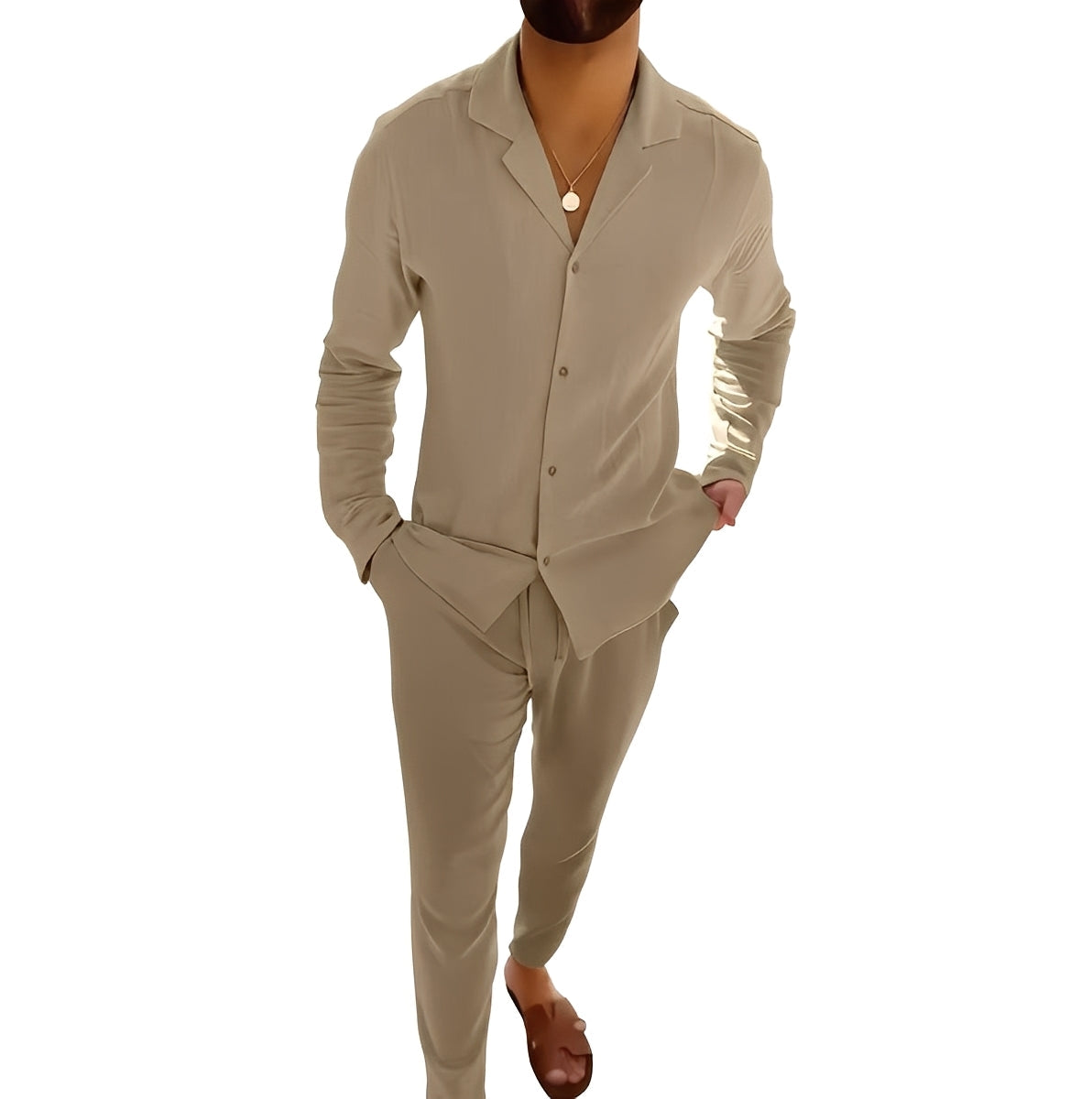 Completo Uomo Polo Manica Lunga e Pantaloni Regular Fit