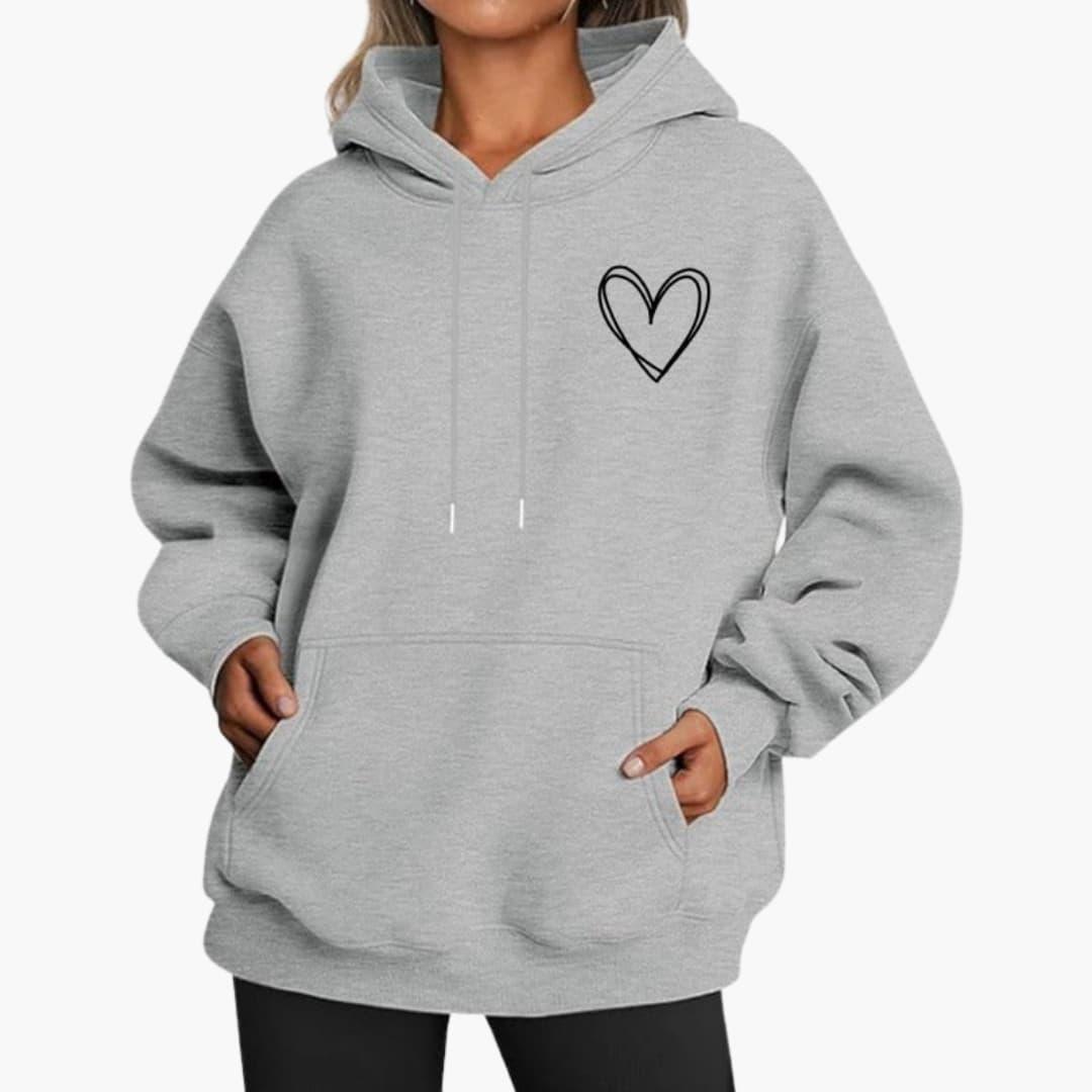 Felpa Donna con Cappuccio Stampa Cuore Regular Fit