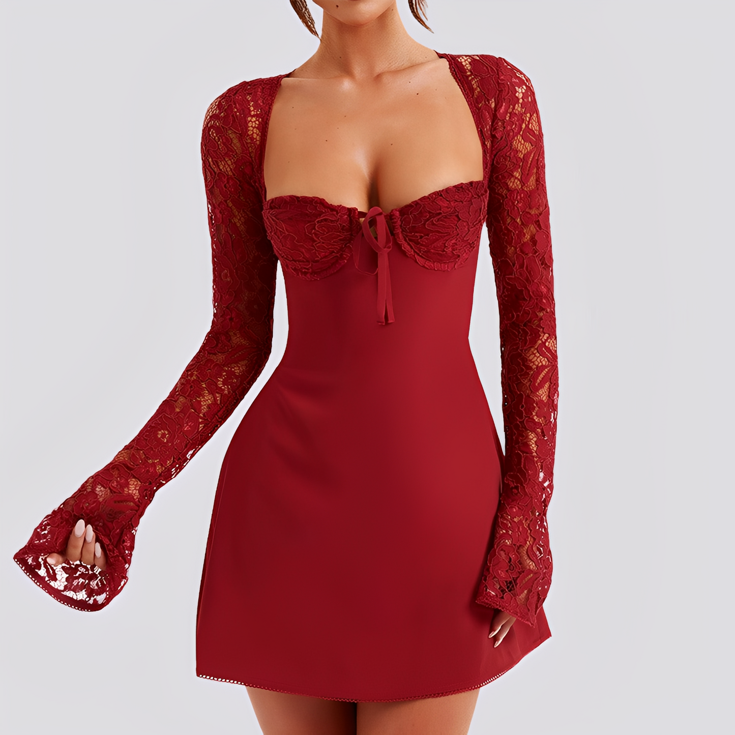 Abito Mini Donna Elegante Scollo Schiena Scoperta Slim
