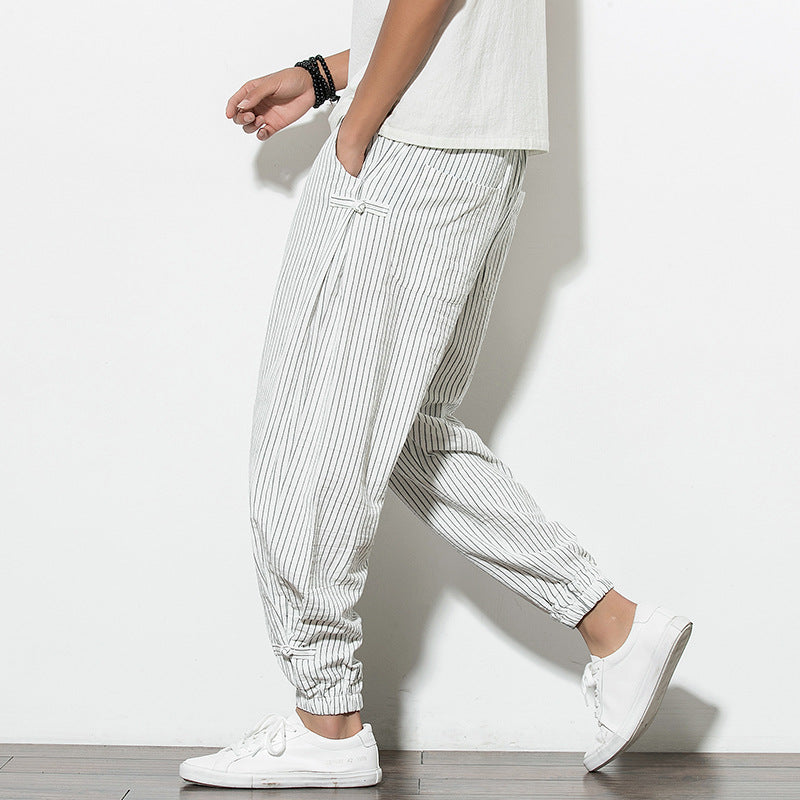 Pantaloni Jogging Uomo Tessuto a Righe Vestibilità Comoda - Brentozzi
