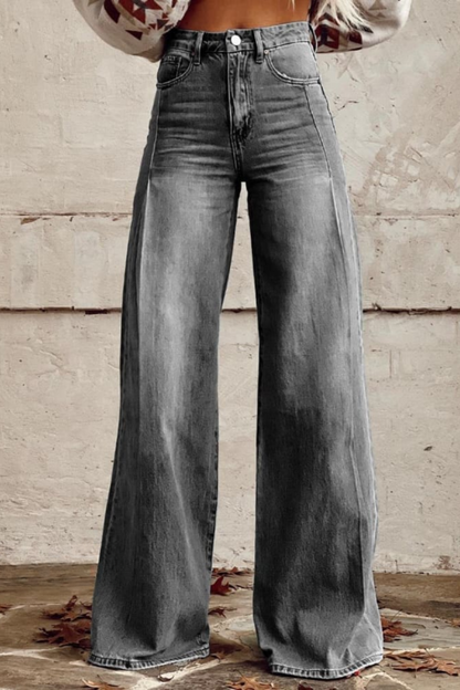 Pantaloni Denim Donna a Gamba Larga