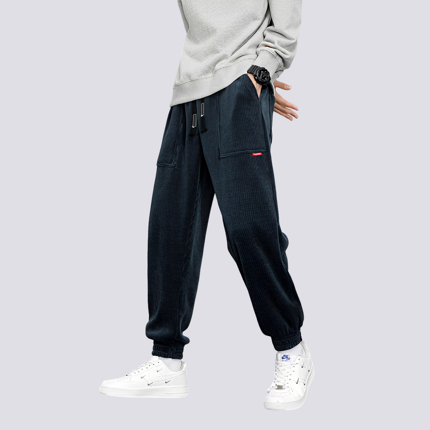 Pantaloni Jogging Uomo in Velluto a Coste Vestibilità Comoda