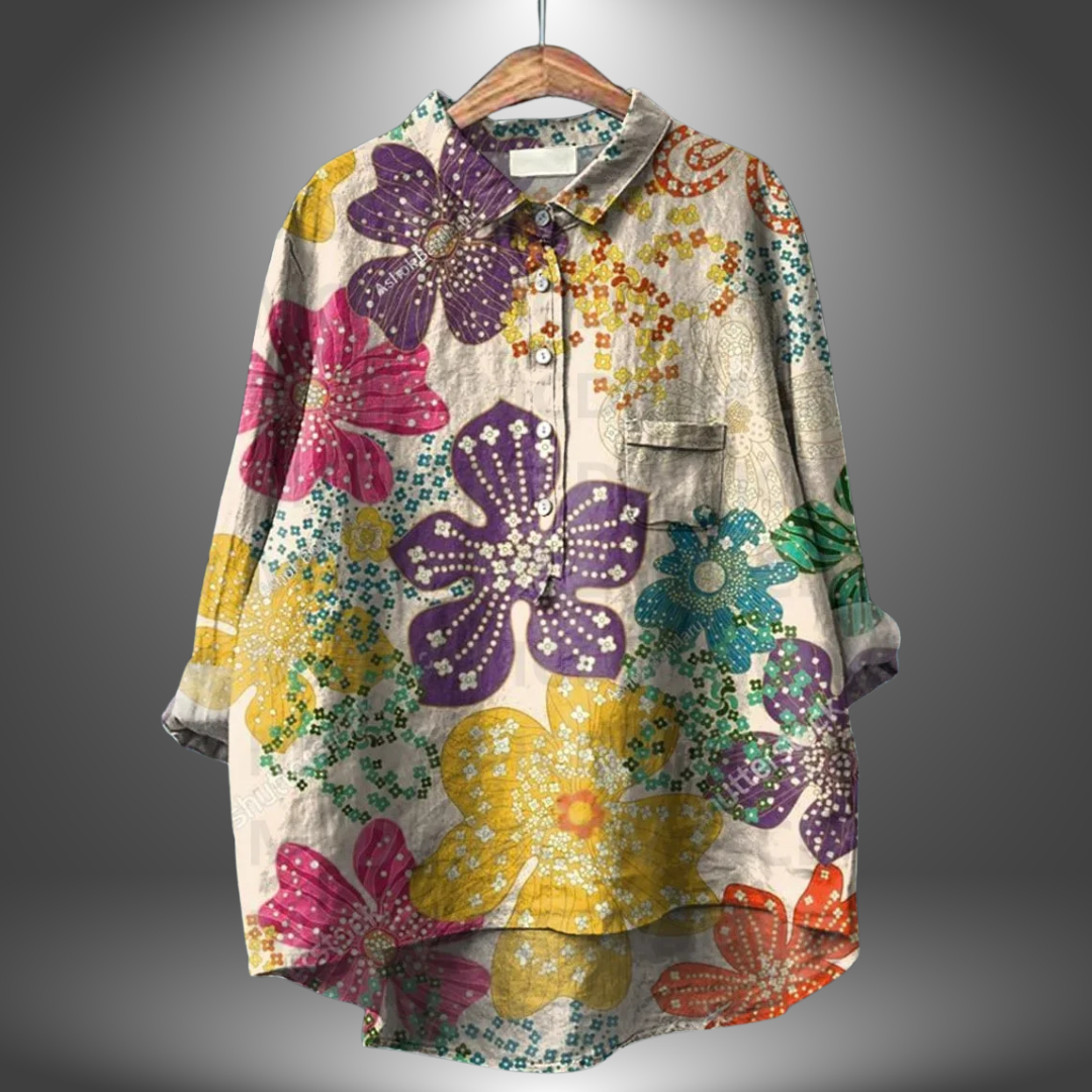 Camicia Donna Manica Lunga Fantasia Floreale