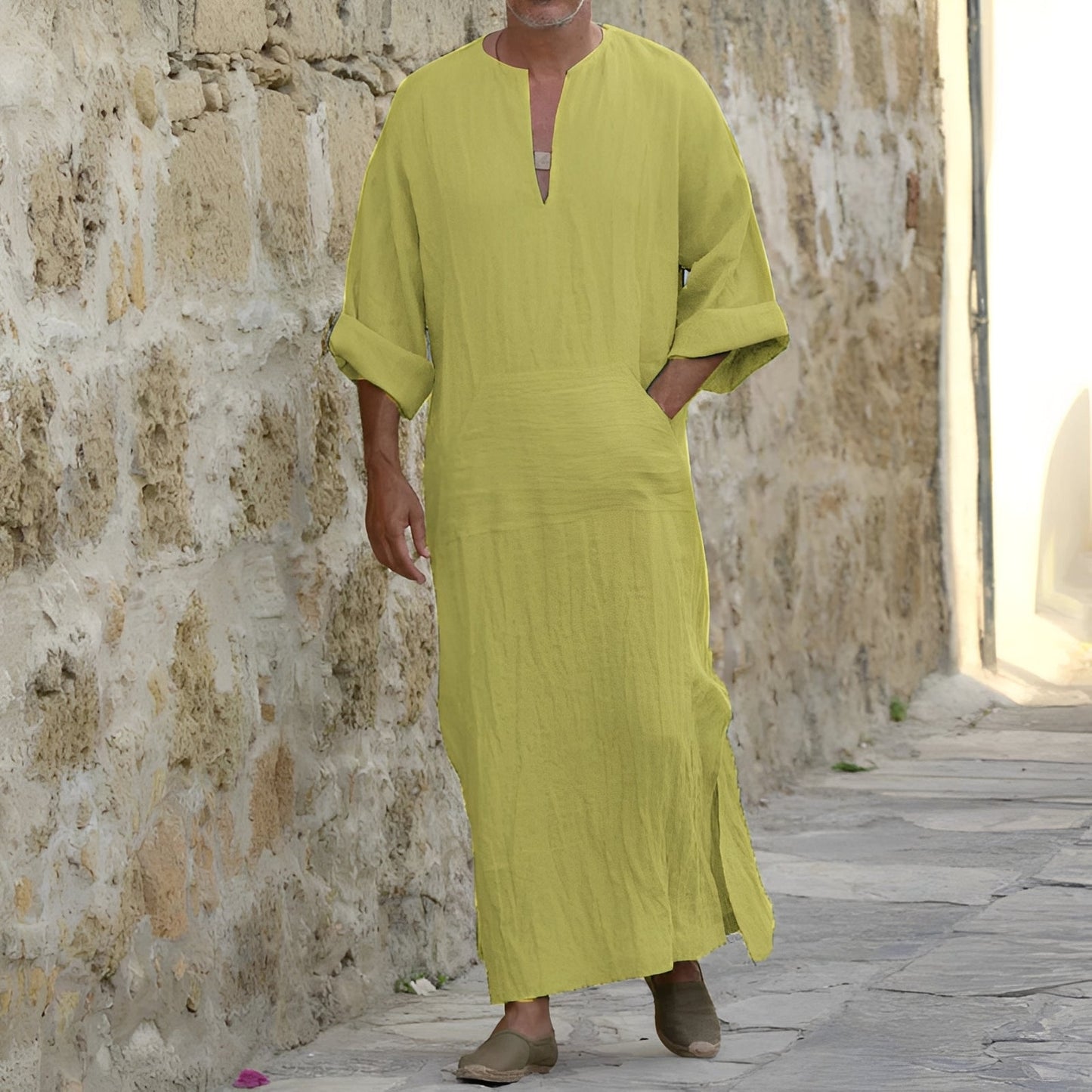 Abito Camicia Lungo Uomo con Spacco
