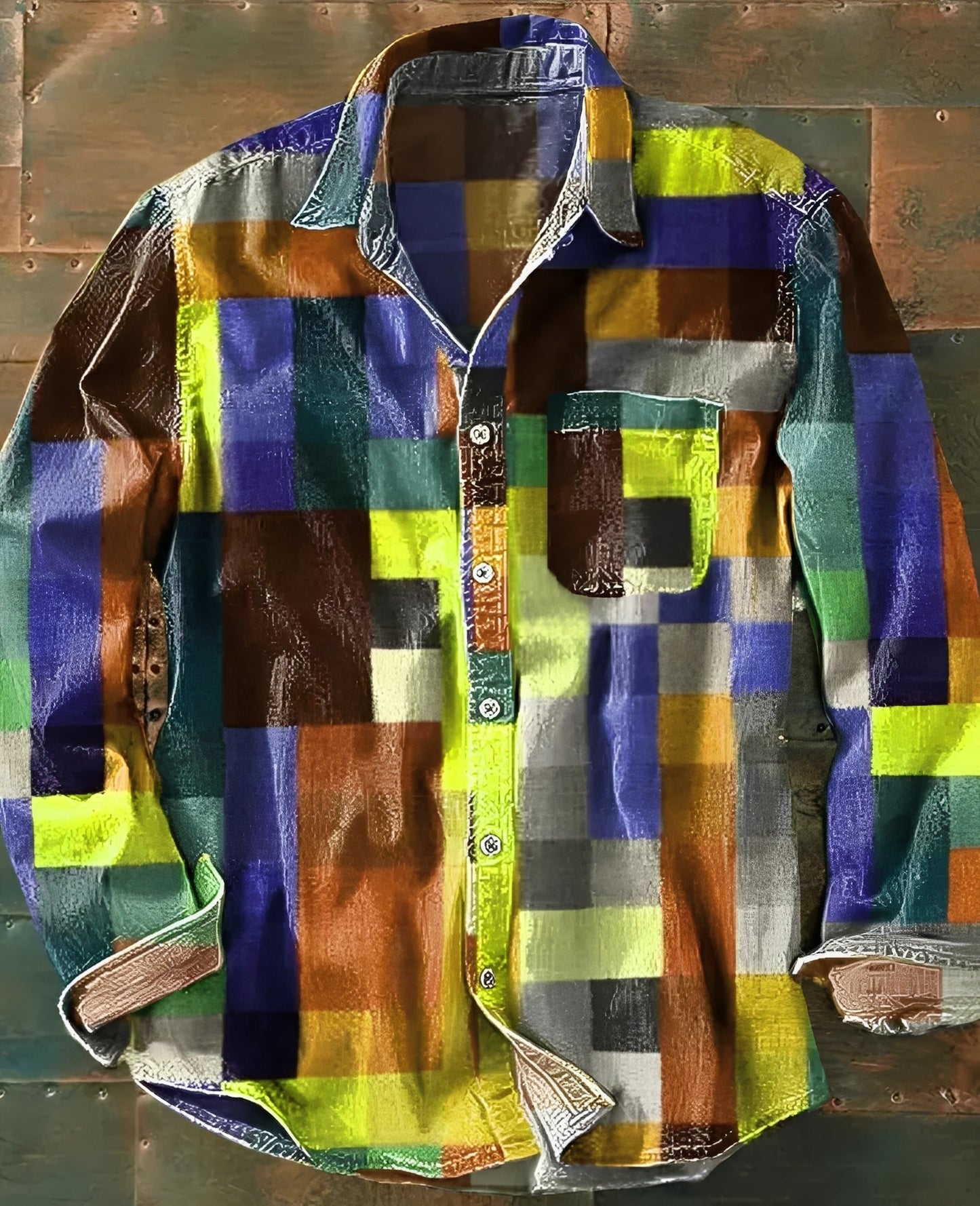 Camicia Uomo Classica Fantasia Manica Lunga