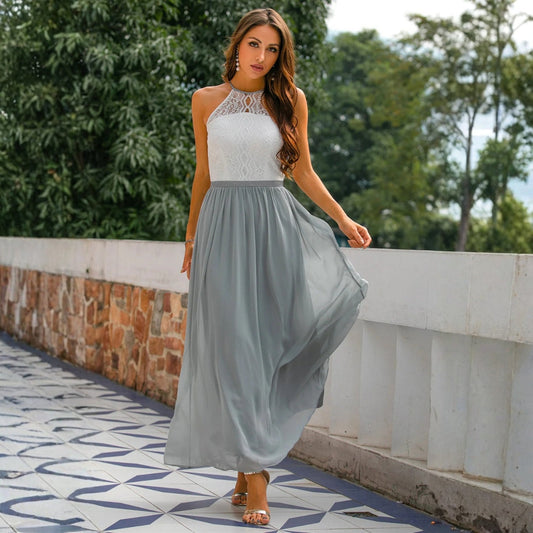 Abito Maxidress Donna Scollo a Halter Elegante - Brentozzi