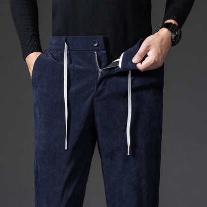 Pantaloni Chino Uomo in Velluto a Coste Vestibilità Comoda