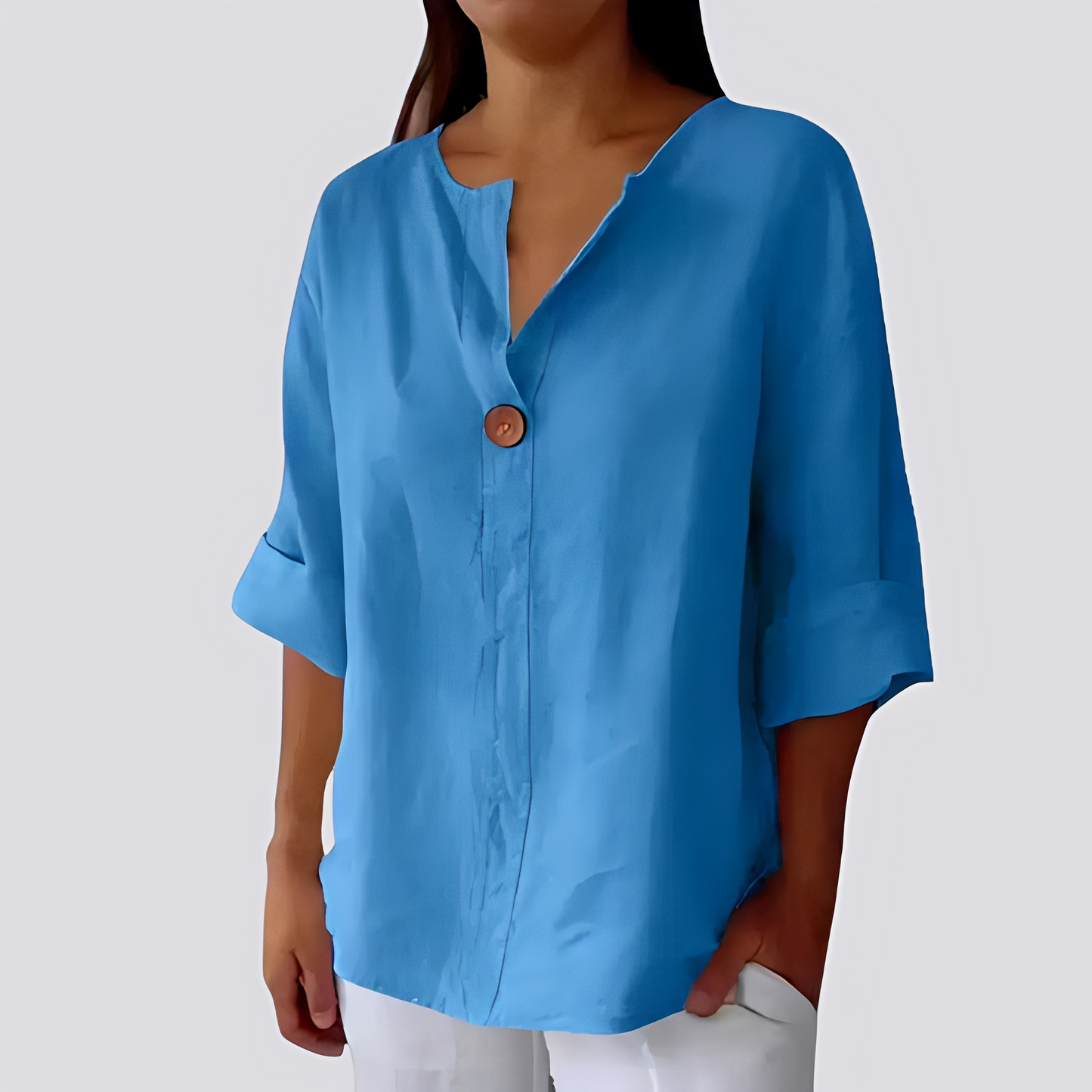 Camicia Donna Casual Scollo a V Vestibilità Comoda