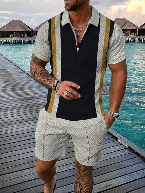 Completo Tempo Libero Uomo Due Pezzi con Stampa Casual