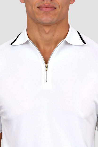 Polo Uomo Classica con Zip e Dettagli a Contrasto