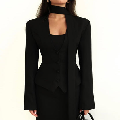 Blazer Donna Manica Lunga con Sciarpa Elegante - Brentozzi