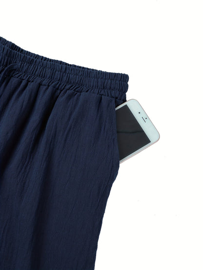 Pantaloni Lino Uomo Comfort Vestibilità Lunga