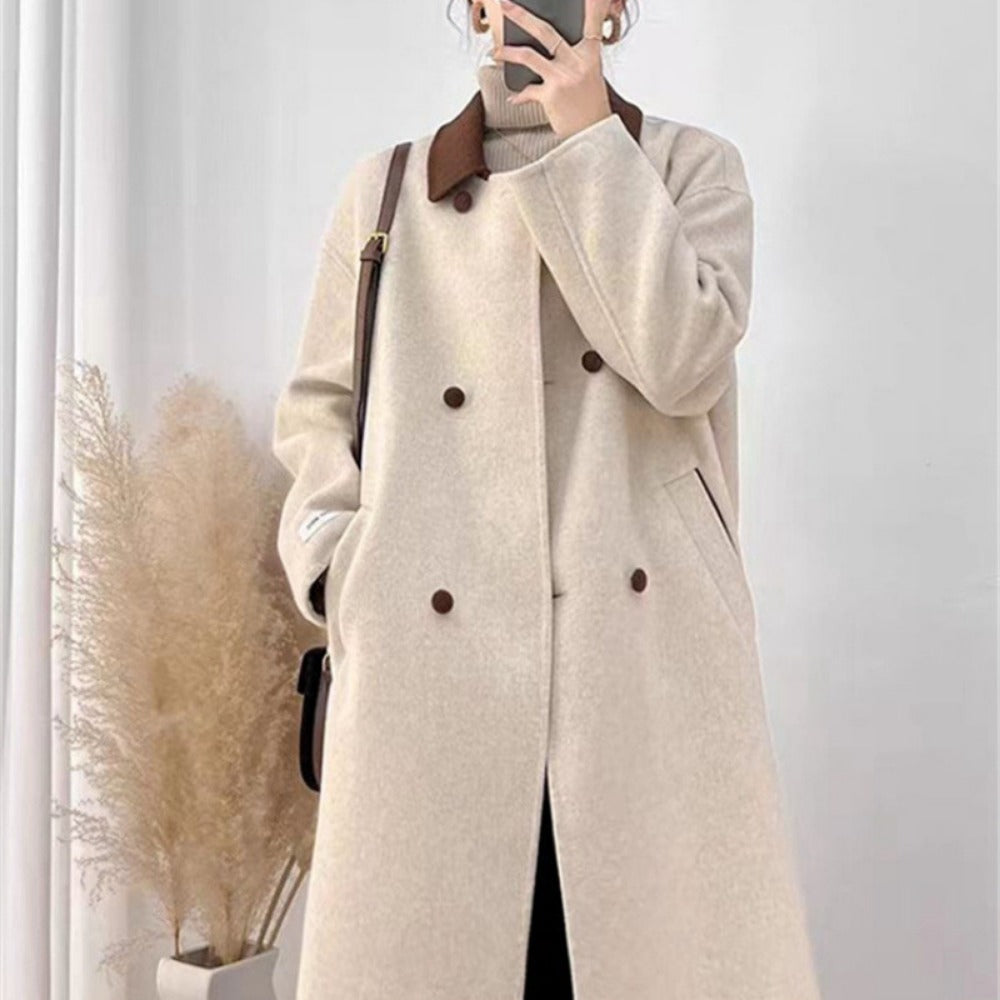 Cappotto Lungo Donna in Misto Lana Collo Classico