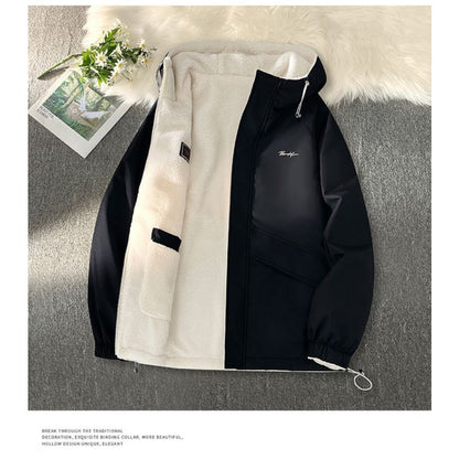 Giacca Uomo Reversibile con Cappuccio e Fodera in Pile