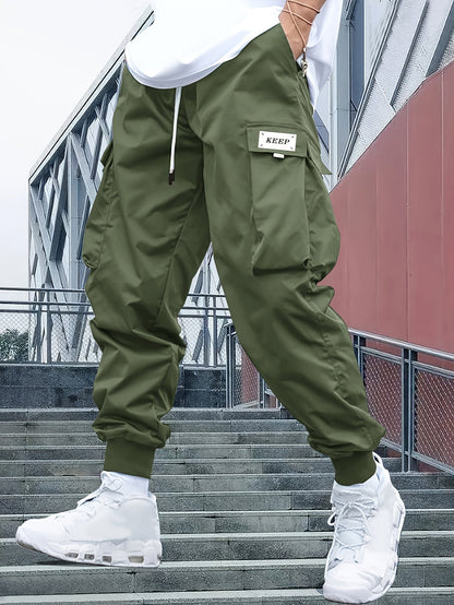 Pantaloni Cargo Uomo Streetwear Tasche e Polsini Elasticizzati