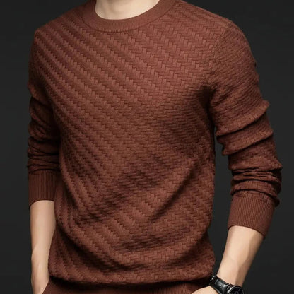 Maglione Uomo Girocollo con Motivo a Rilievo