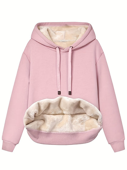 Felpa Donna con Cappuccio in Pile Comoda Casual