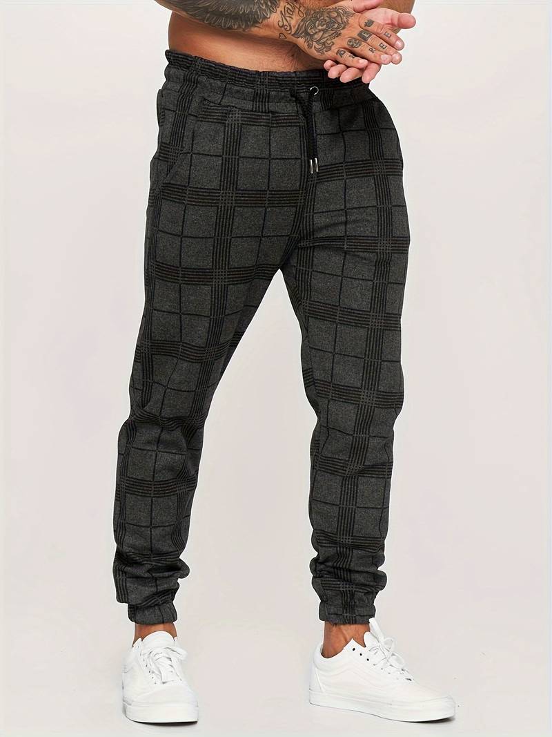 Pantaloni Jogging Uomo con Motivo a Quadri Comfort