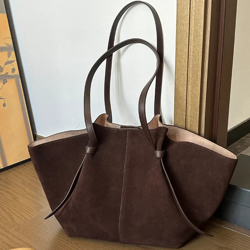 Borsa Shopper Donna in Suede Vegano Capiente e Resistente