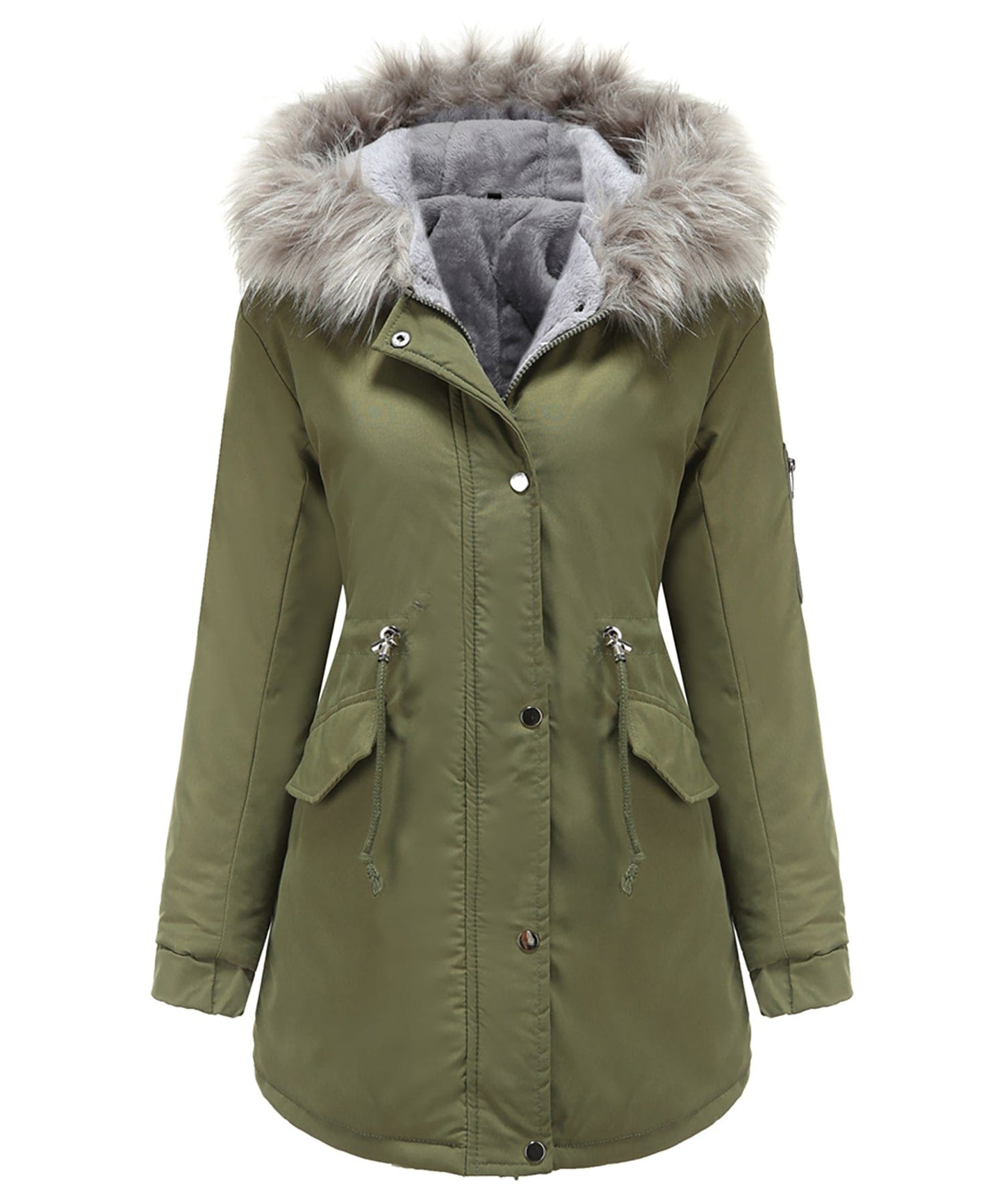 Giacca Invernale Imbottita Donna con Cappuccio e Coulisse