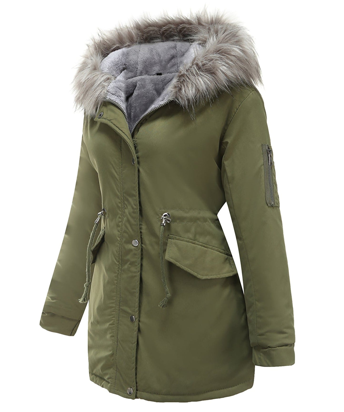 Giacca Invernale Imbottita Donna con Cappuccio e Coulisse
