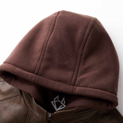 Giacca Biker Uomo Invernale Corta con Cappuccio e Zip
