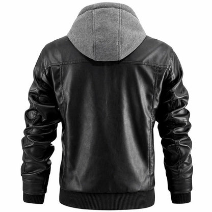 Giacca Biker Uomo Invernale Corta con Cappuccio e Zip