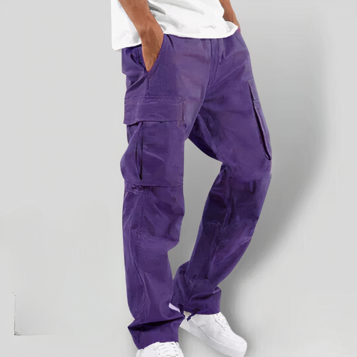 Pantaloni Cargo Uomo Casual Funzionali Taglio Regular