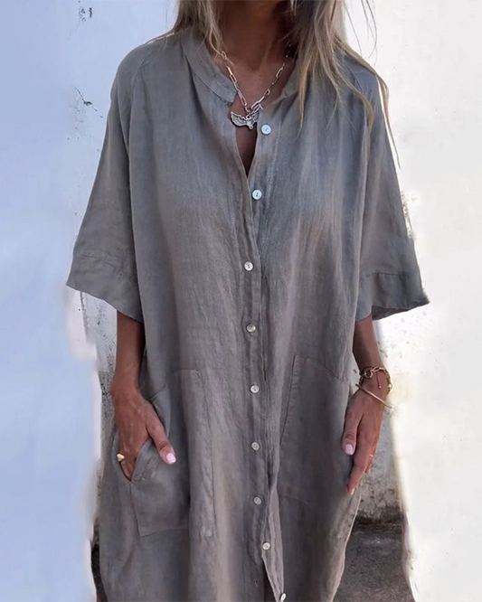 Abito Chemisier Donna in Tessuto Leggero Stile Boho Estivo - Vesarelli