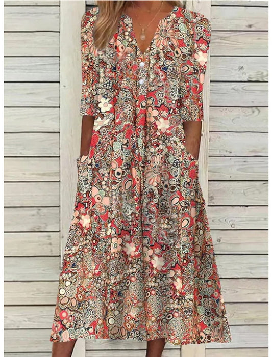 Abito Estivo Donna Scollo a V Copertura Pancia Vestibilità Chic - Vesarelli