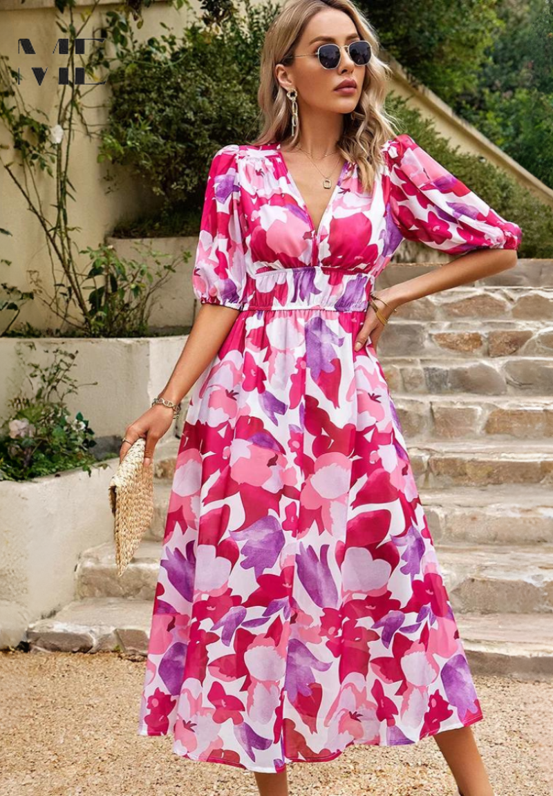 Abito Floreale Elegante da Donna per Cerimonia - Vestiti Eleganti Estivi per Ogni Occasione 10