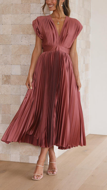 Abito Lungo Donna Plissettato Elegante Vestibilità Ampia - Vesarelli