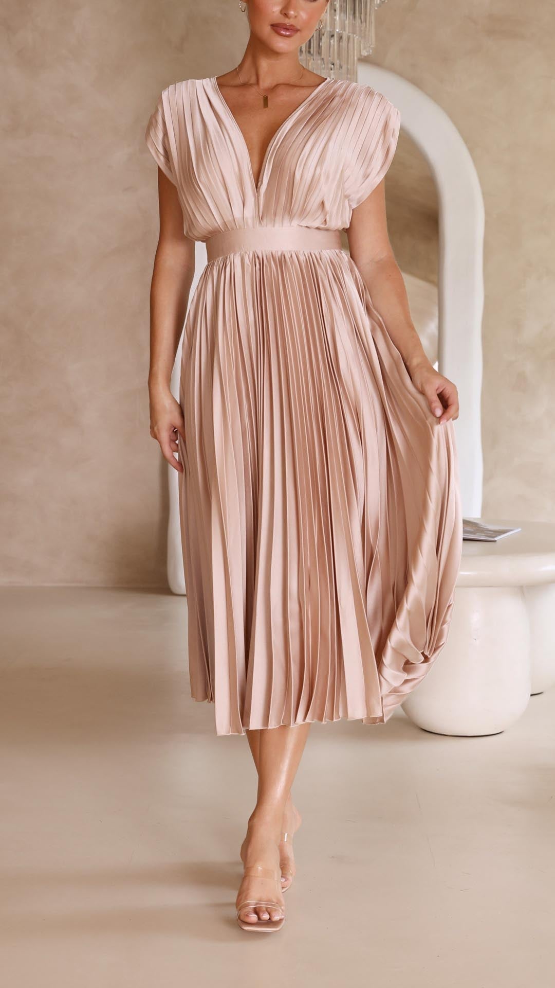 Abito Lungo Elegante Plissettato per Cerimonia - Vestito Lungo Estivo per Occasioni Speciali 5