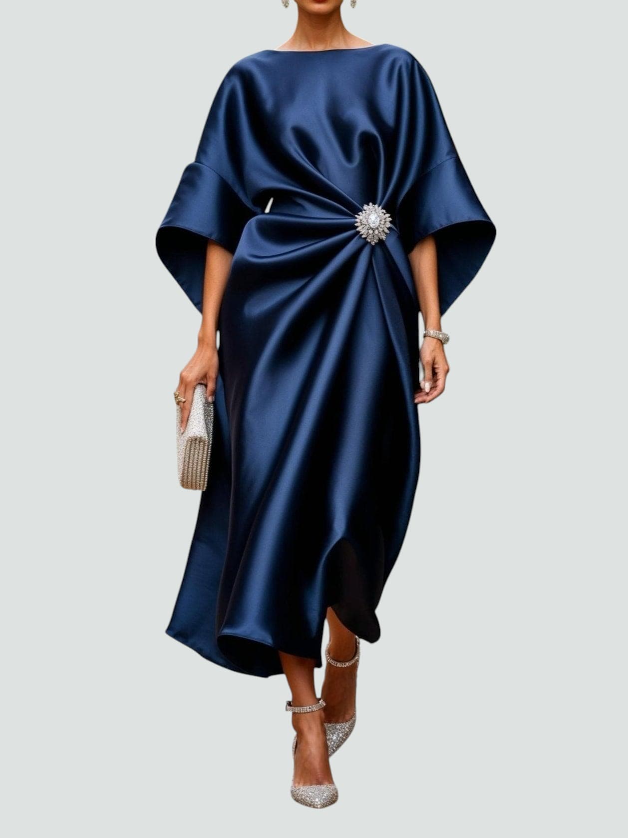 Abito Lungo Donna Elegante Cerimonia Scollo Classico - Vesarelli