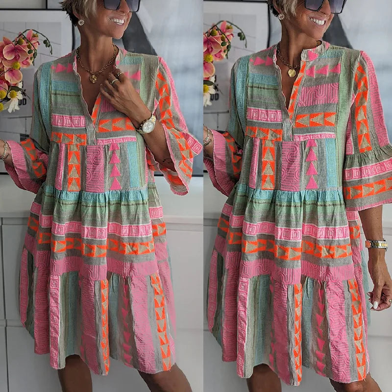 Abito da Donna Elegante Estivo con Volant e Taglio a Trapezio - Perfetto per Cerimonie e Occasioni Speciali 4
