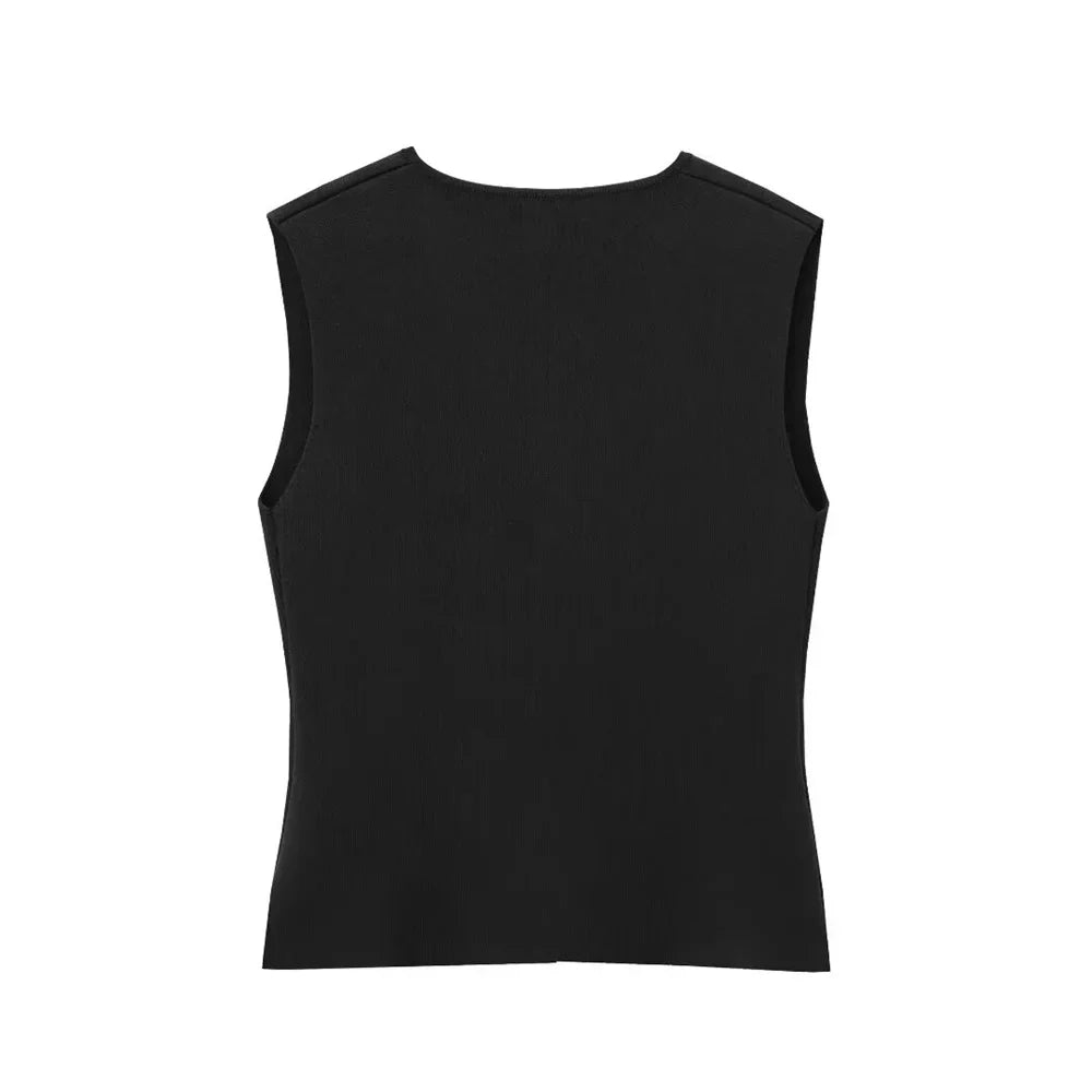 Donna Gilet Smanicato Scollo a V