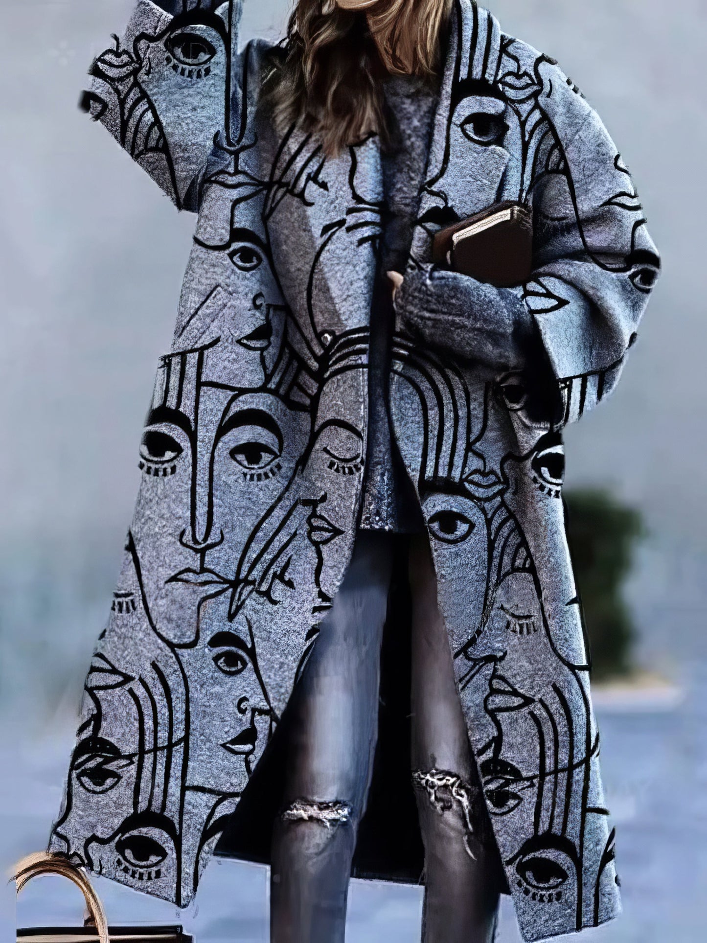 Cappotto Donna con Colletto a Revers Elegante Autunnale
