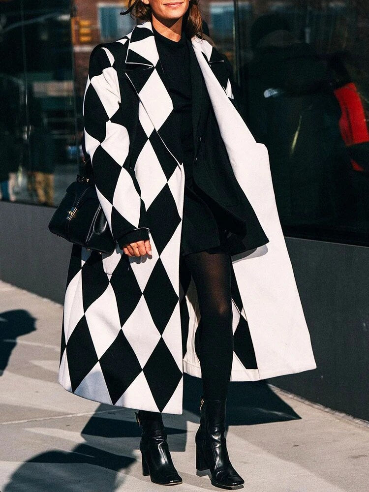 Cappotto Donna con Colletto a Revers Elegante Autunnale