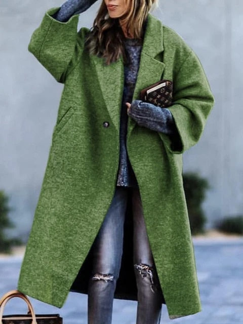 Cappotto Donna con Colletto a Revers Elegante Autunnale