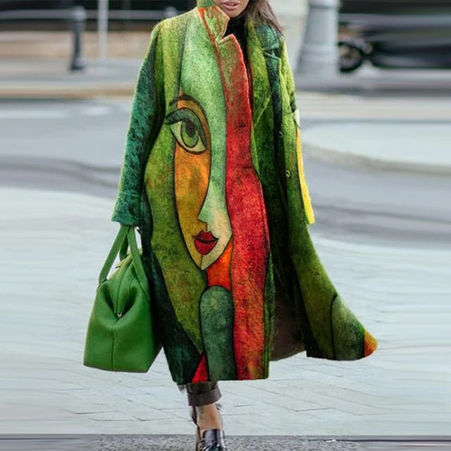 Cappotto Donna con Colletto a Revers Elegante Autunnale